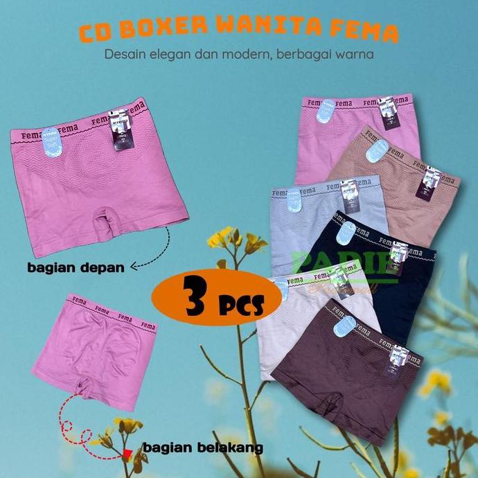 Celana Dalam/CD Boxer Daleman Wanita Cewek Remaja Spandek Rajut FEMA F812 PREMIUM Tanpa Jahitan ALL 
