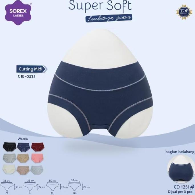 SOREX CELANA dalam wanita Basic MIDI 1251 Cd Super Soft Katun Semi Boxer