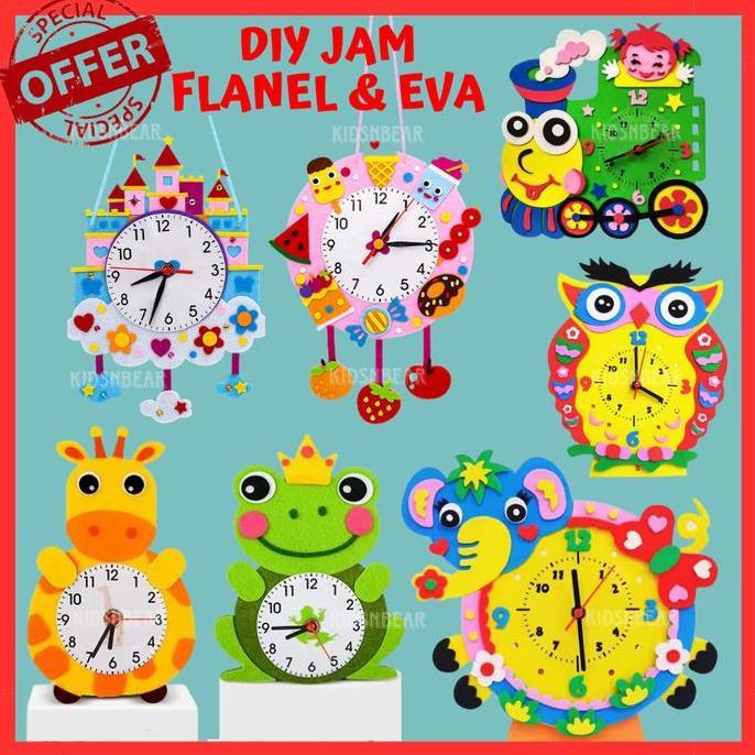 * DIY JAM DINDING FLANEL / PRAKARYA ANAK JAM MEJA NON WOVEN KIDS CLOCK / DIY JAM GANTUNG FLANEL FELT