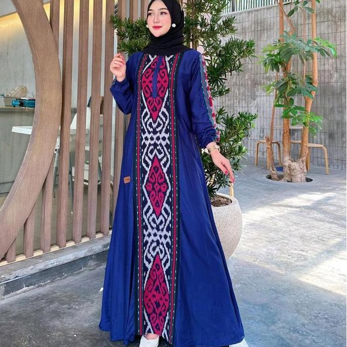 Gamis Twill Mix Tenun Troso Gamis Twil Troso Brukat Muslim Wanita Dress Mewah Formal Nyaman Panjang 