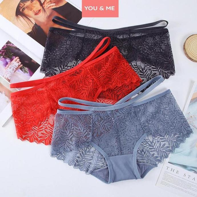 Celana Dalam Wanita Renda Pinggang Tali Berongga