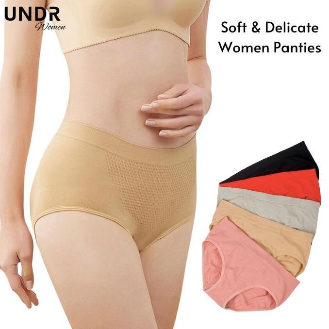UNDR CD Wanita Super Lembut Lentur Nylon Lapis Katun Bahan Premium Midi Midwaist Mid High Sepinggang