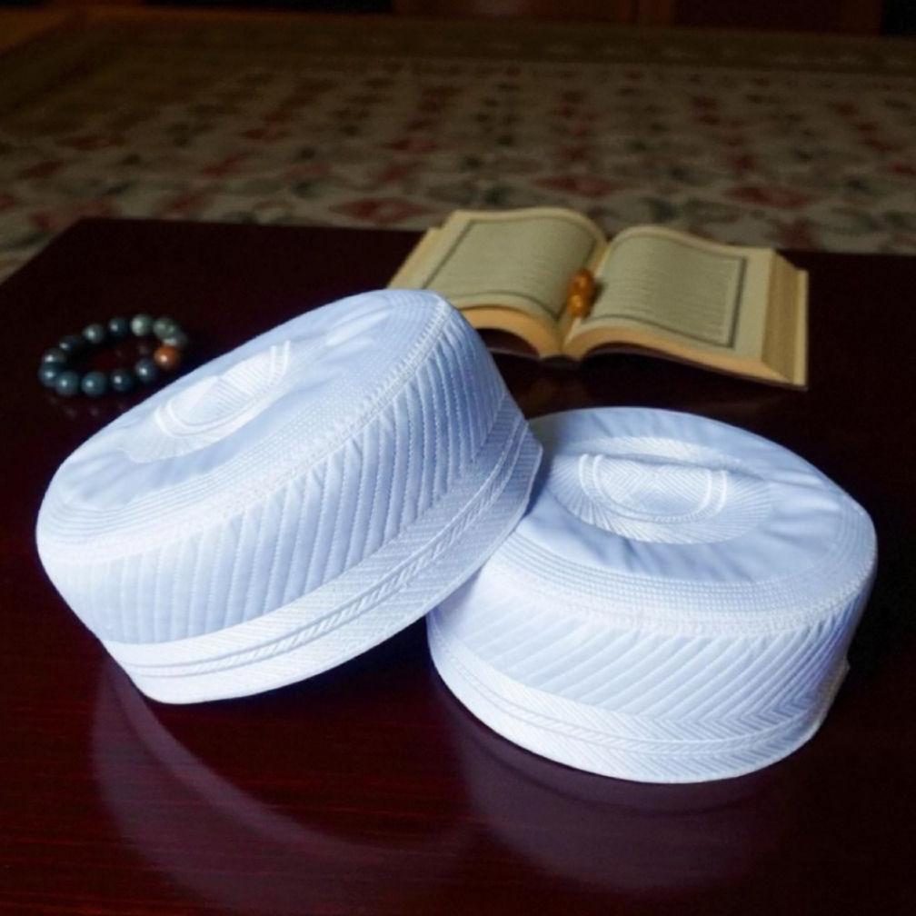 diskon peci madinah bugis original bahan premium/ peci putih umroh dan haji dewasa