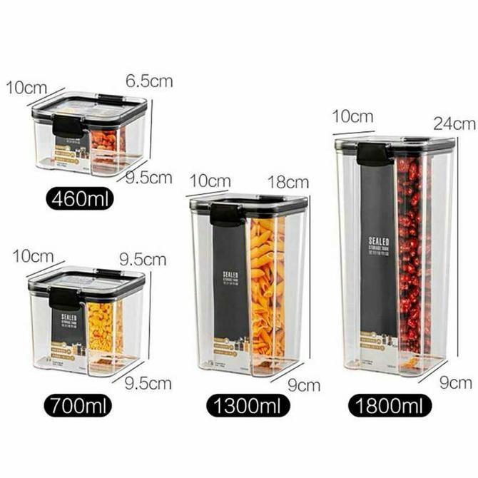 Bisakok- Toples Kotak Plastik Bening Kekinian Makanan Kue Serbaguna 1800 Ml
