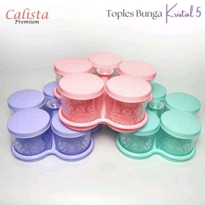 Toples Premium Calista Kristal 5 Daun Toples Lebaran Cantik Elegan