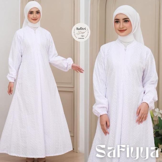 SAFIYYA DRESS Gamis Umroh Manasik Haji Ihram Lebaran Kondangan Daily Homey kombinasi bordir Bahan Te