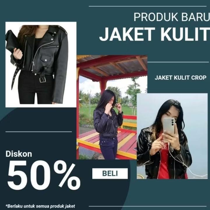 Murah Jaket Wanita Crop Semi Kulit Model Korea Kekinian | Warna Hitam Pink Coklat