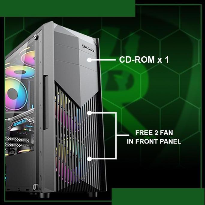 DS256 - Casing Raptor Black Strike 1650 Free 2 Fan RGB ATX