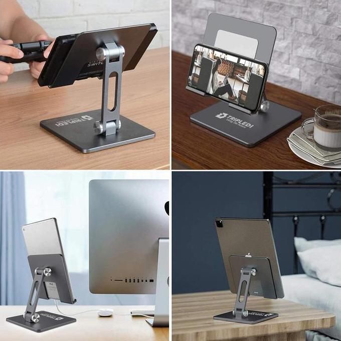 Stand Holder Tablet Dudukan HP TRIPLEDI Desktop POS Meja Kasir Aluminium