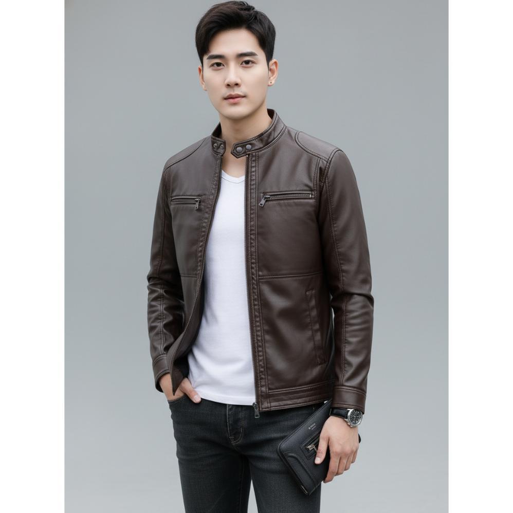 HOT Delaris Jaket Kulit Pria Vector Hitam Cokelat