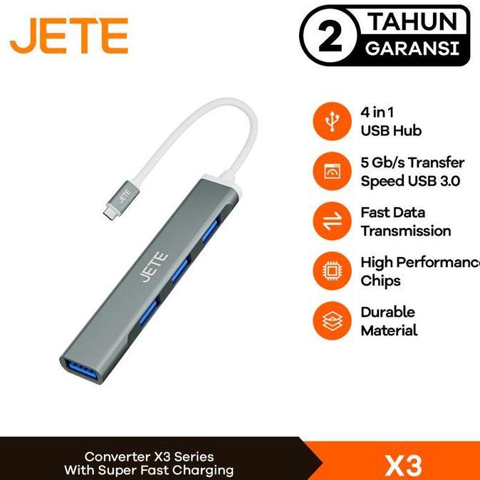 USB Hub Type C 4in1 JETE X3 Conveter - Konverter USB Hub Garansi Resmi