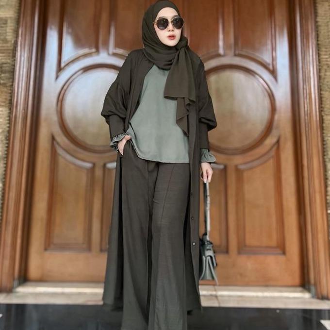 Setcel Dhanisa Setelan Celana Dan Tunik Pololinen Tanpa Inner & Pashmina Co