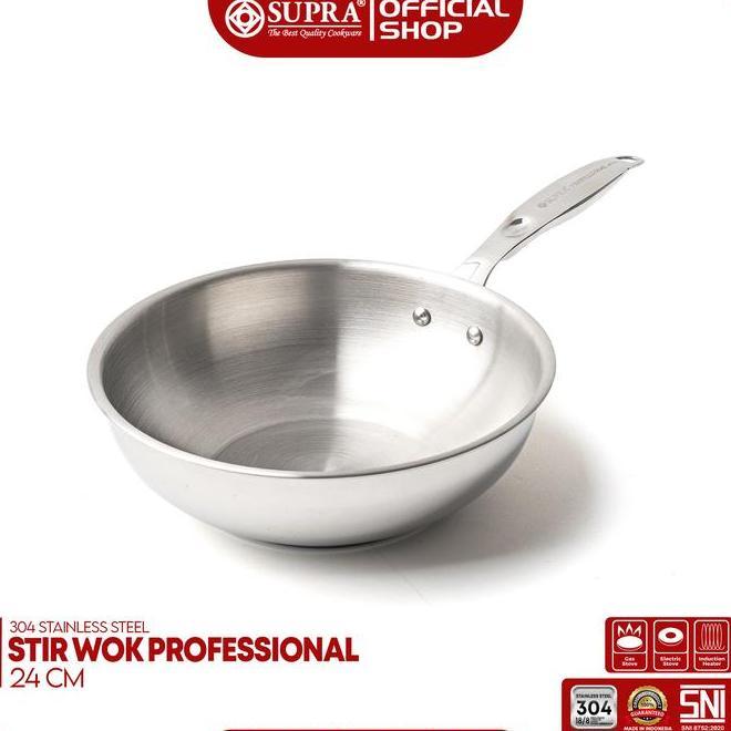 Supra Panci Stainless Steel Sus 304 Stir Wok 24 Cm Professional Series