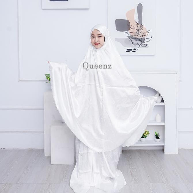 Mukena dewasa Jaguar Silk Premium Laser Cut Warna Putih