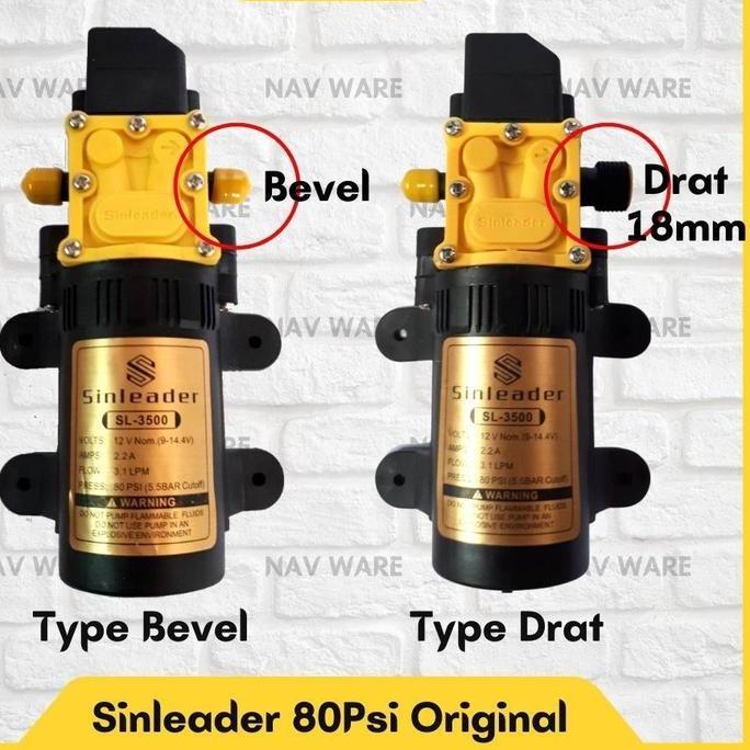 Sinleader Pompa DC 12v 80psi Alat Siram Misting Steam Sprayer Not Hiu - Bevel to Drat