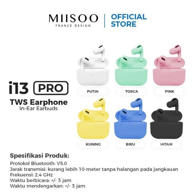 Bisakoya- Miisoo I13 Pro Macaron I12 Metal Tws Earphone Izin Postel True Wireles