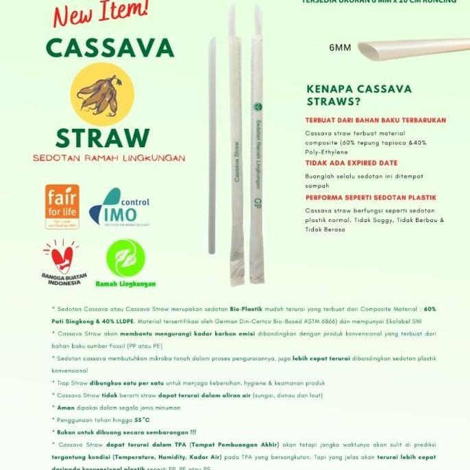 Cassava Straw/Sedotan Cassava Runcing 6mmx20cm Wrap Paper