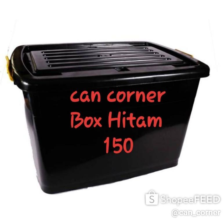 [ZR] Container Box Plastik Hitam 150 Dengan Roda Box Kontener Hitam Serbaguna