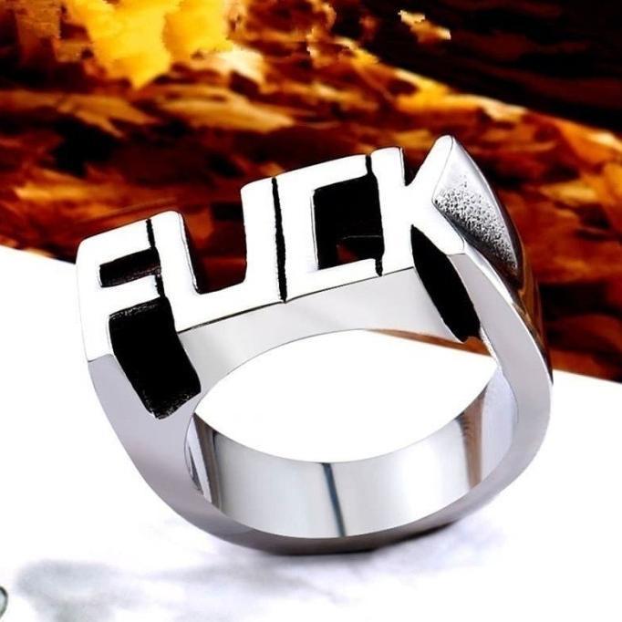 hemat cincin pria fashion casual fuck men ring silver signet gothic ,/ cincin pria / cincin fashion 
