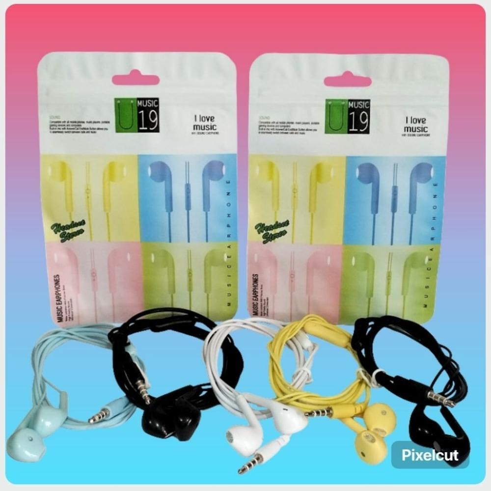 DY ( GROSIR ) HF HANDSFREE HEADSET EARPHONE HEADPHONE MACARON U19 SUARA JERNIH DAN BASS