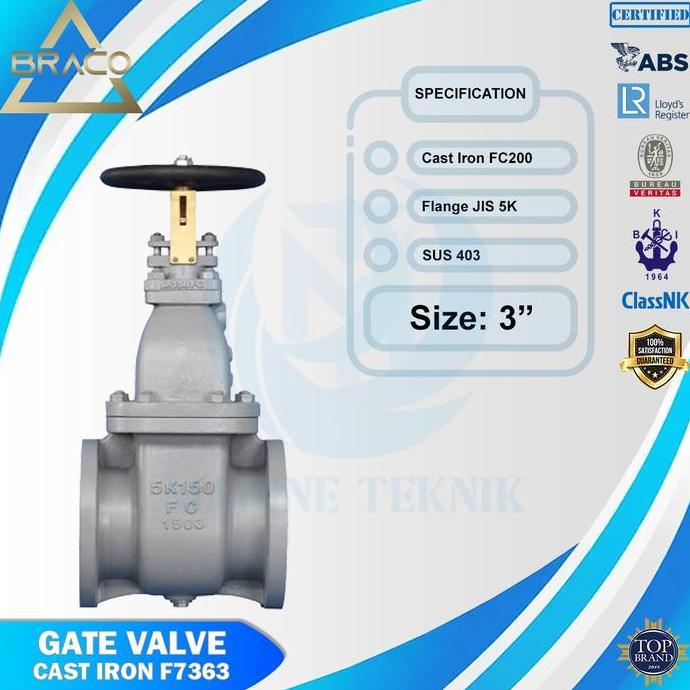 COCOMELS GATE VALVE CAST IRON F7363-JIS 5K 80