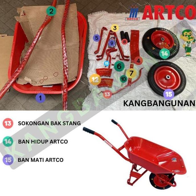 HOROZY [SPAREPART] Gerobak Bak Pasir Angkong Sorong Cor Merah Artco Original Besi