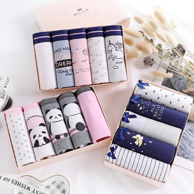 Sale Cd Wanita / Celana Dalam Perempuan Wanita Box Set Underwear Karakter Lucu Katun / Giftset Seser