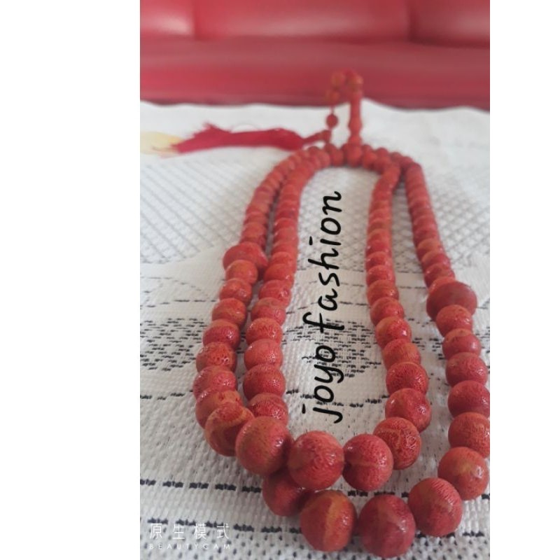 TASBIH BATU MARJAN RED CORAL LAUT MERAH NATURAL ALAMI