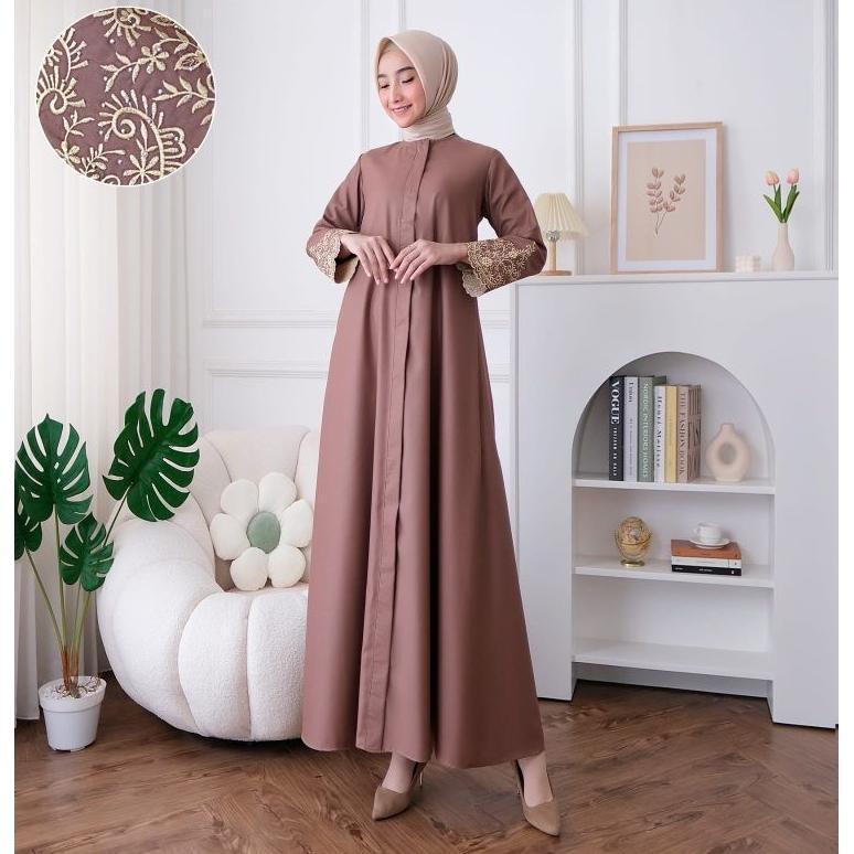 GAMIS/DRESS BORDIR MEWAH MADINA ASMA BAHAN KATUN TOYOBO , GAMIS POLOS BORDIR