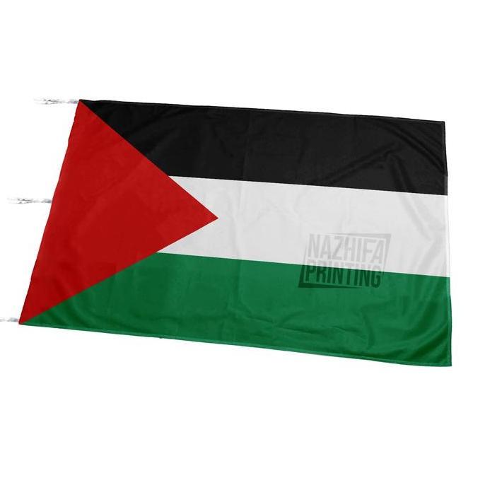 Nazhifa Printing - Bendera Palestina, Palestine 1 sisi, Bahan Satin Peles Ukuran kecil-Besar