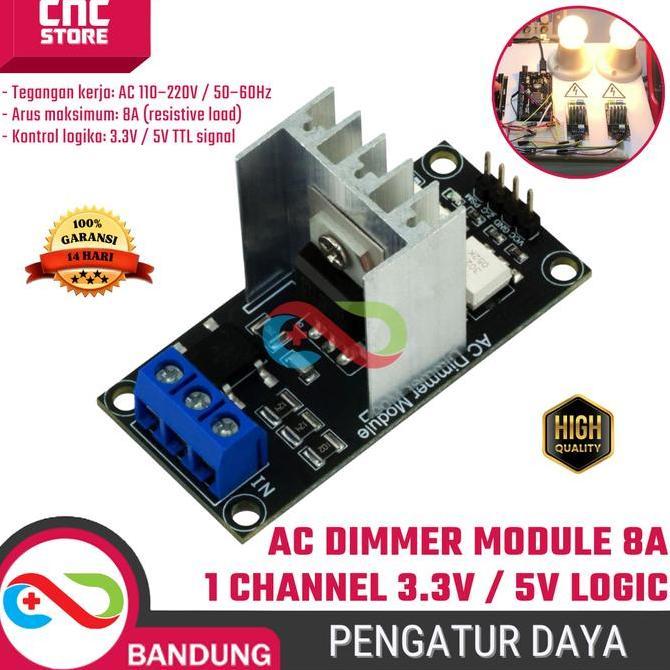 VATERCOM AC Dimmer Module 8A 1 Channel 3.3V 5V Logic Modul Pengatur Daya Lampu dan Motor AC untuk Ar
