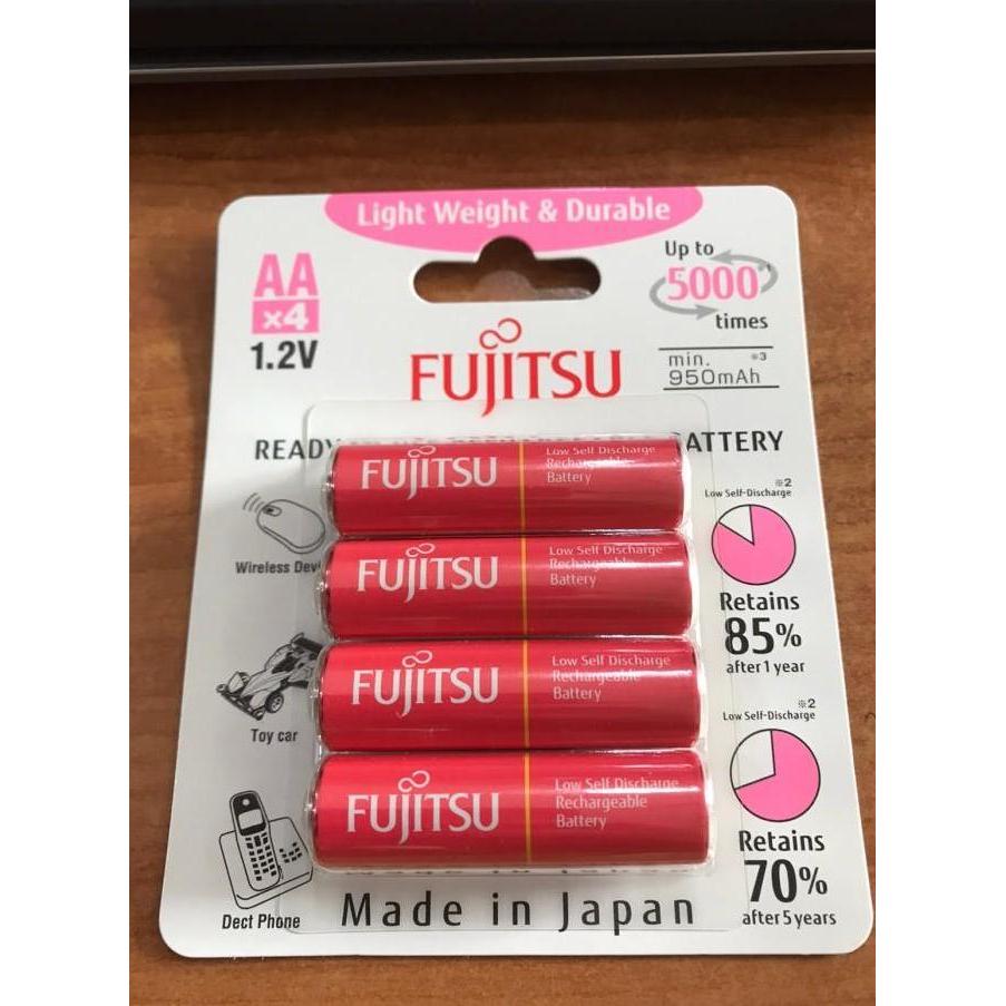 Baterai Fujitsu Pink AA 950mah isi 4 Pcs Rechargeable Limited Ori