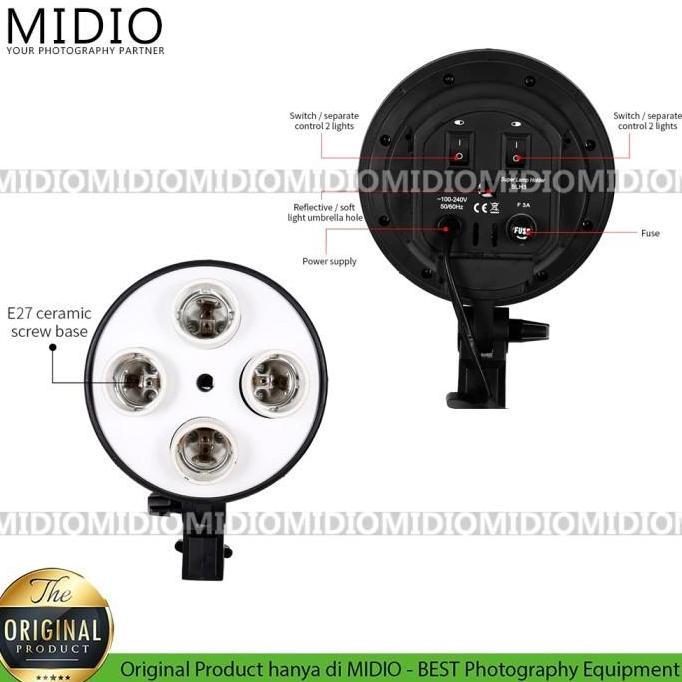 Softbox Lighting Midio Softbox 4 Socket E27 Lighting Studio + Stand