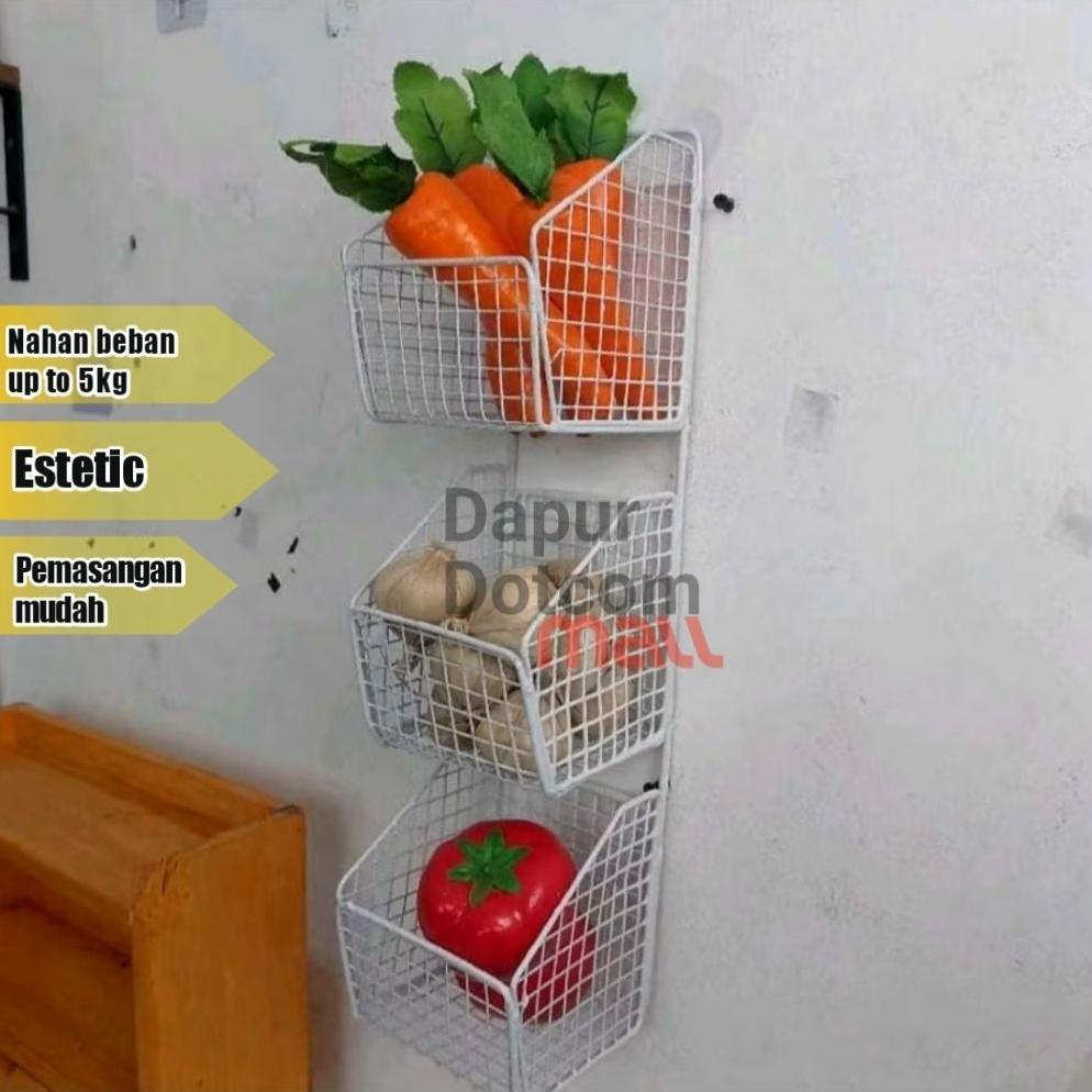 new deals ddm rak bumbu gantung 3 susun serbaguna/ rak bumbu tempel dinding kawat anti karat/rak baw