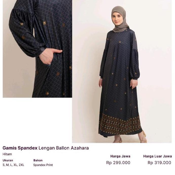 ELZATTA HIJAB GAMIS SPANDEX LENGAN BALLON AZAHARA GAMIS MOTIF TERBARU ELZATTA