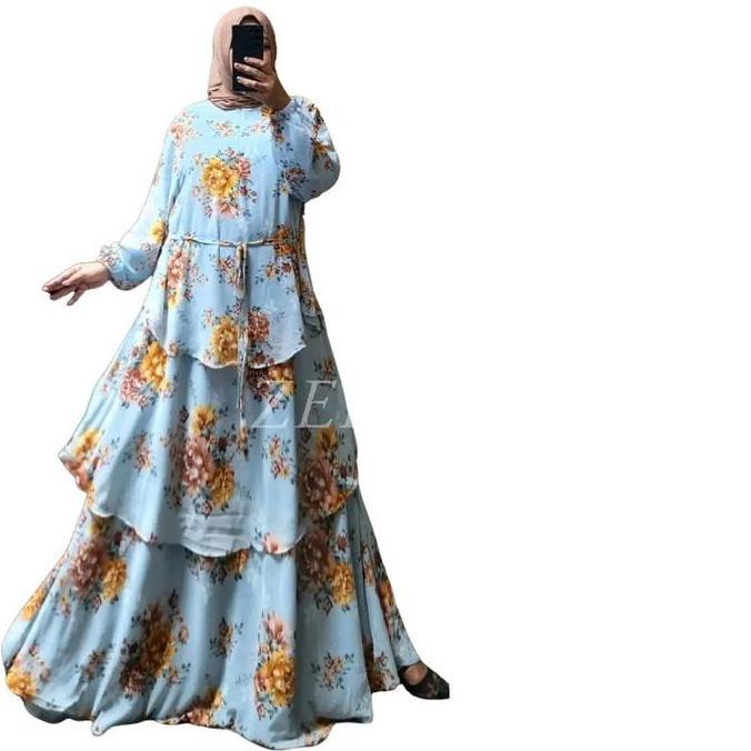 Zeba | Harumi Gamis Lebaran Ceruti Jumbo 3 Layer LD 120 PB 145+ cm Dress Gaun Raya Malai Wanita Ceru