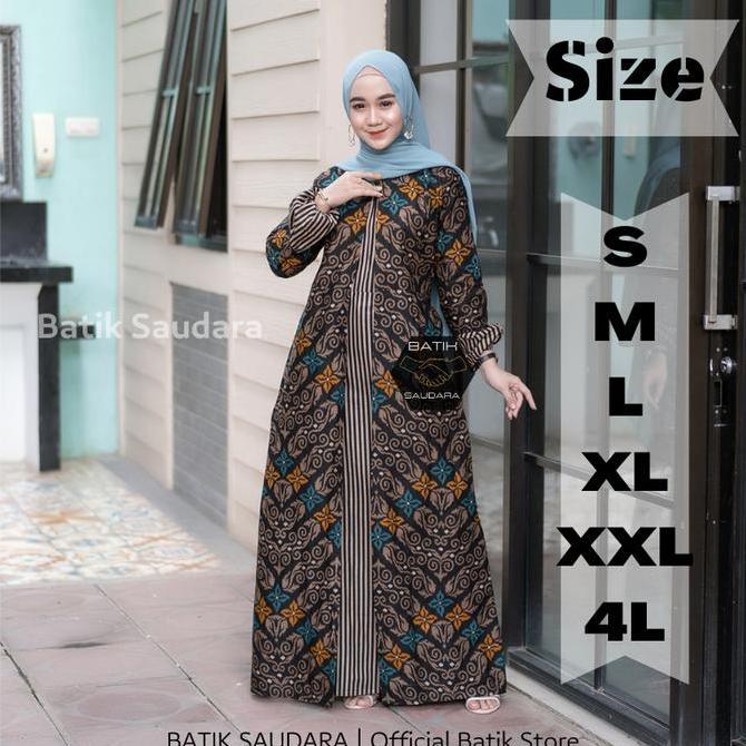 Gamis Syar'i Batik Modern Bolero Jumbo Varian Motif Batik Saudara