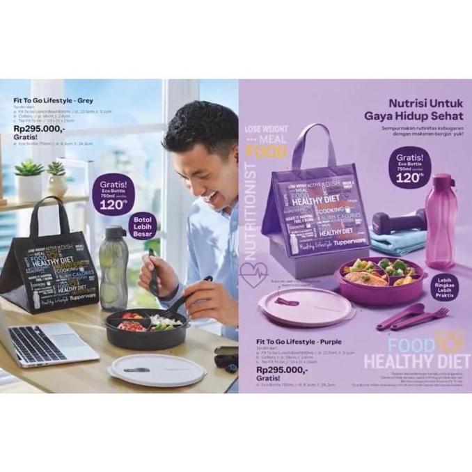 Tupperware fit to go lunch set tempat bekal makan