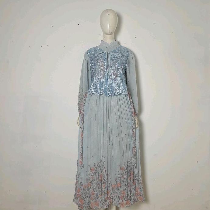 Gamis Ceruty Dress Wanita Remaja Terbaru Premium Kekinian Rompi Brukat Prisket 2025 Lebaran Muslim D