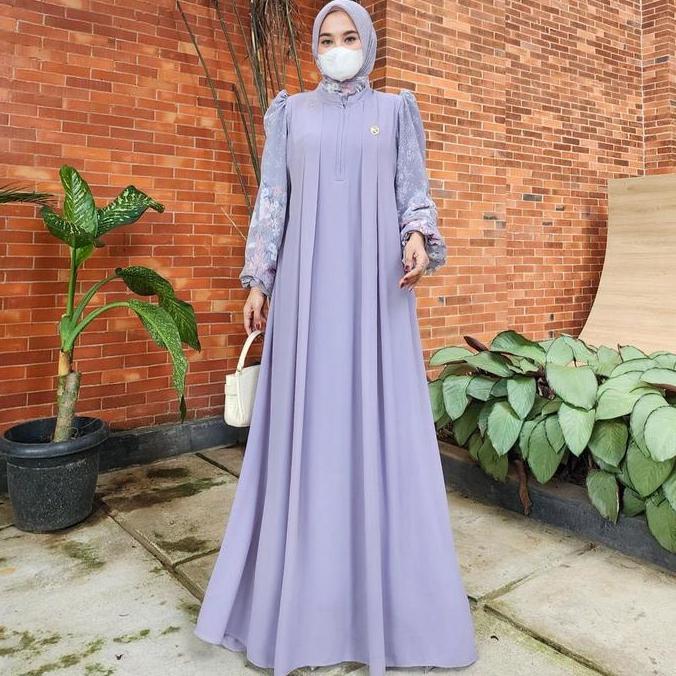 Selly Dres Set Hijab Ceruty Babydoll Premium Gamis Wanita Muslim Busui By Otty Lux