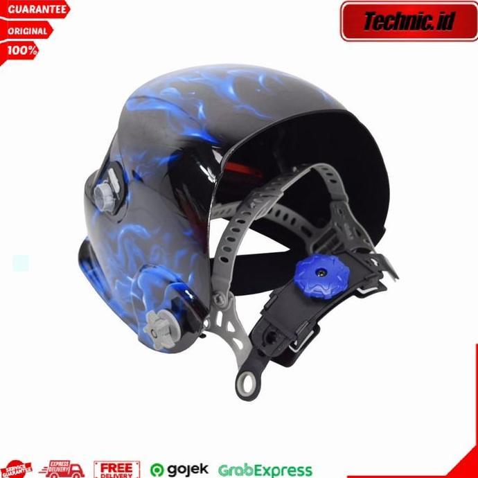 Helm Las Krisbow Dengan Pengatur Gelap Kaca Hitam Kedok Las Topeng Las