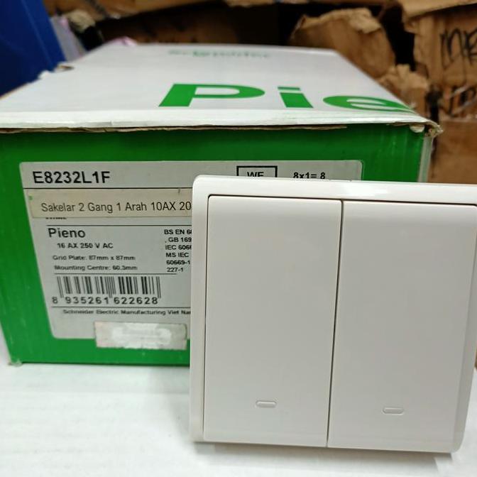 Whynot- Saklar Double Pieno Putih E8232_L1F Schneider
