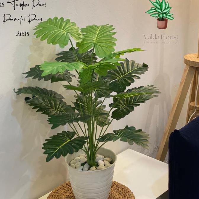 Wfhgx- Daun Palm Gerigi 18 Tangkai Daun Plastik Bunga Dekorasi Pojok Rumah Bunga Artifisial Murah