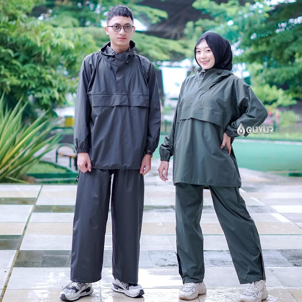 ORIGINAL JAS HUJAN KANGAROO RAINCOAT SAKU ANTI BOCOR KANTUNG KANGGURU SETELAN PRIA WANITA DEWASA RAI