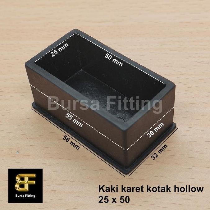 // KAKI KARET KOTAK 25 X 50 / ALAS KAKI MEJA KURSI / KARET HOLLOW / TUTUP HOLLOW ''