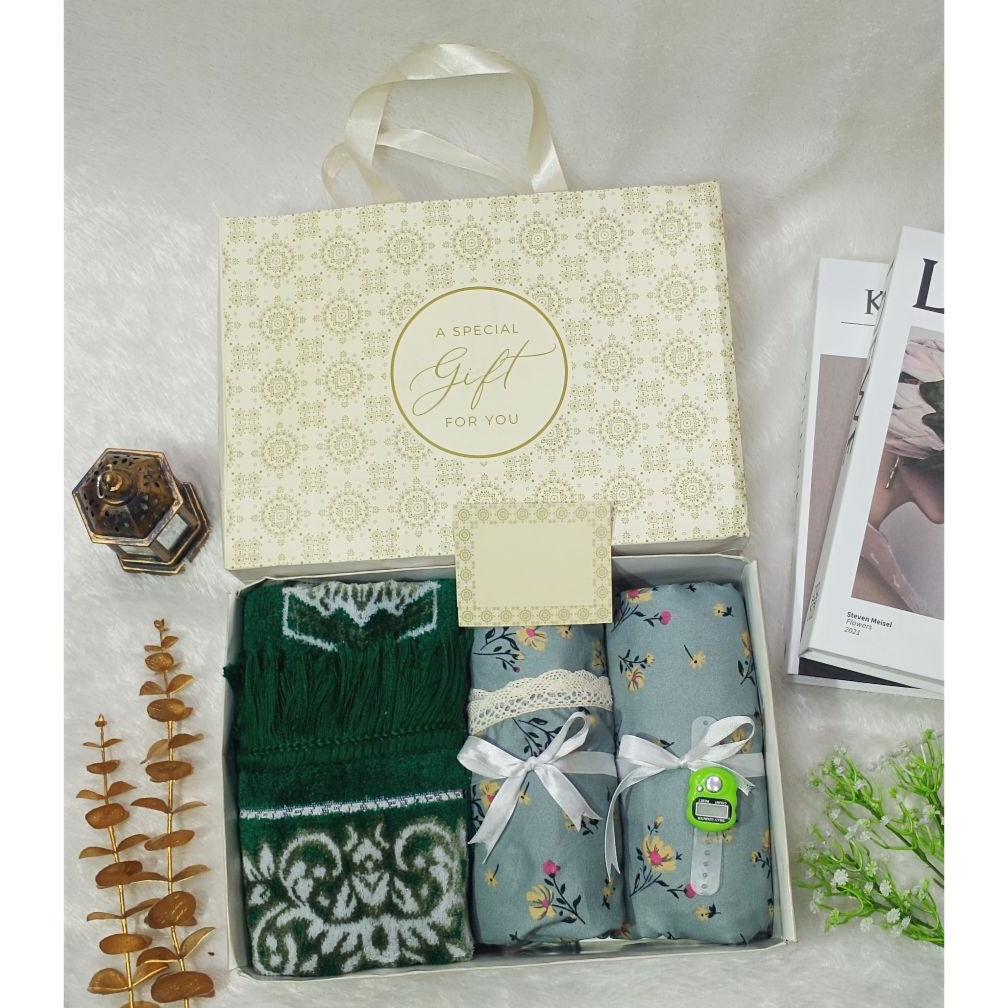 BEST SELLER HAMPER HANTARAN MUKENA MOTIF DEWASA SEJADAH TURKEY FREE TASBIH DIGITAL HADIAH GURU