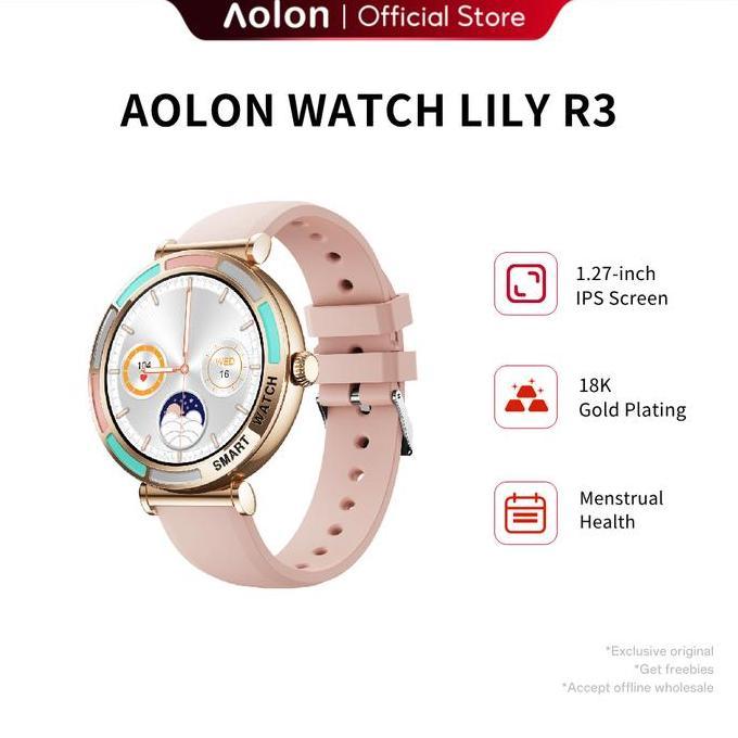 Aolon Lily R3 Jam Tangan Pintar Wanita 41mm Ultra Tipis Panggilan Bluetooth 18K Gold Plating 1.27-in