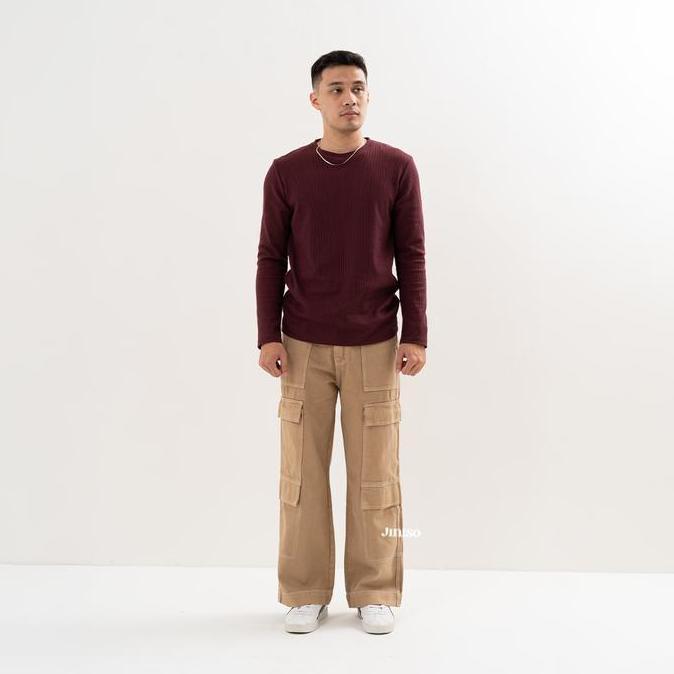 PSYCHO - JINISO Highwaist Cargo Celana Jeans Pria Ready