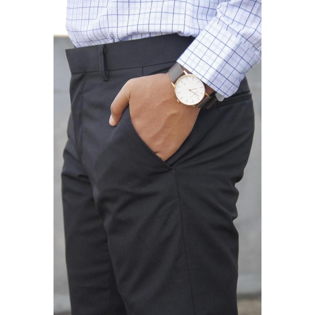 Celana Kerja Formal Pria Stanley Adams Hitam Slimfit | Celana Bahan