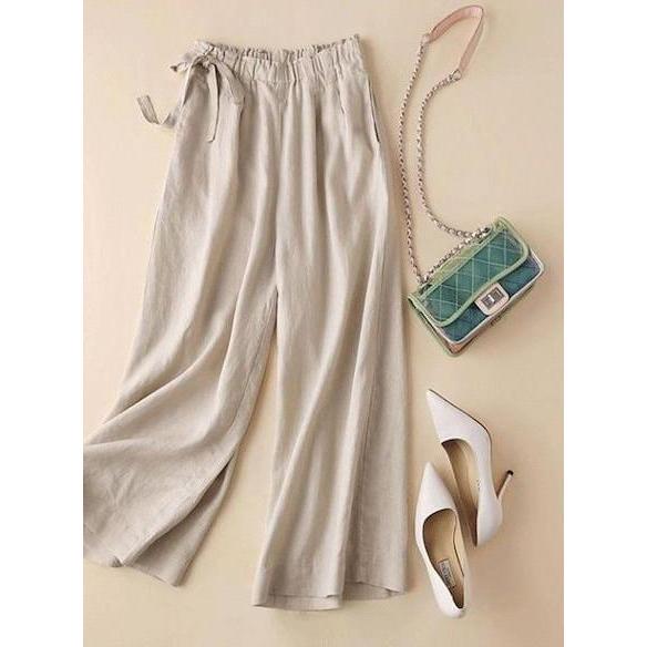 celana kulot tali serut samping/celana kulot bahan 100%katun rami premium/celana kulot high wais Kar